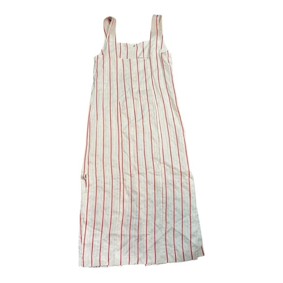 Bimba Y Lola Red White Striped Midi Dress size M‎ Linen 4th of July Patriotic - Picture 3 of 9